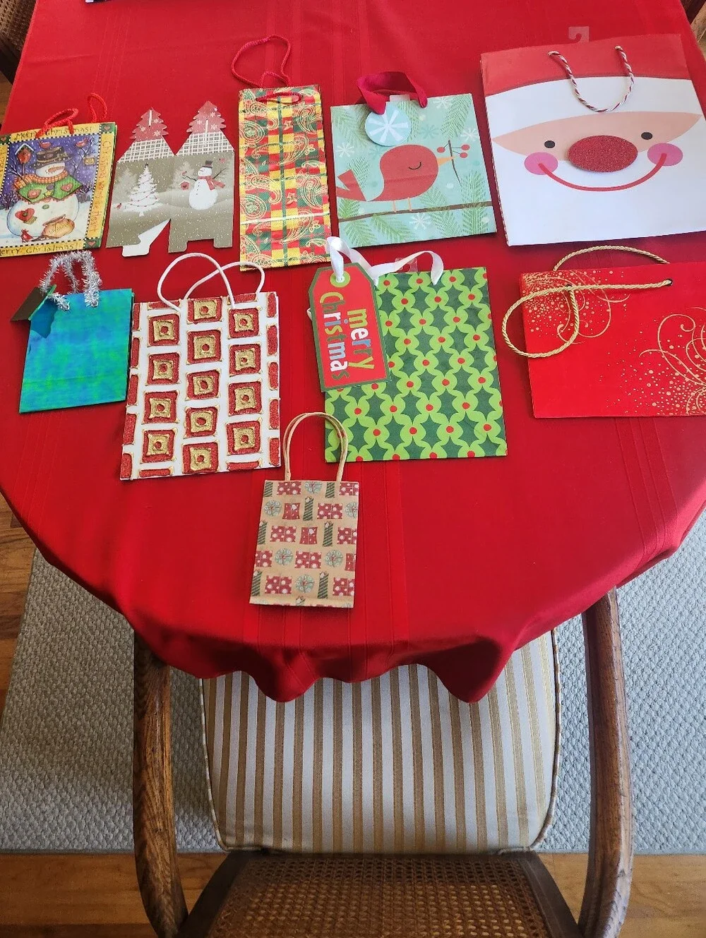 10 Assorted Red and Green Holiday Gift Bags - Multi-Pack